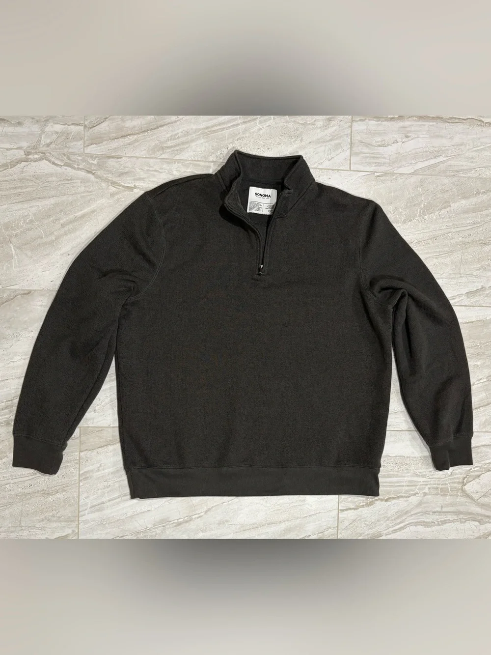Sonoma Men's Quarter-Zip Pullover Sweater Fleece - Charcoal